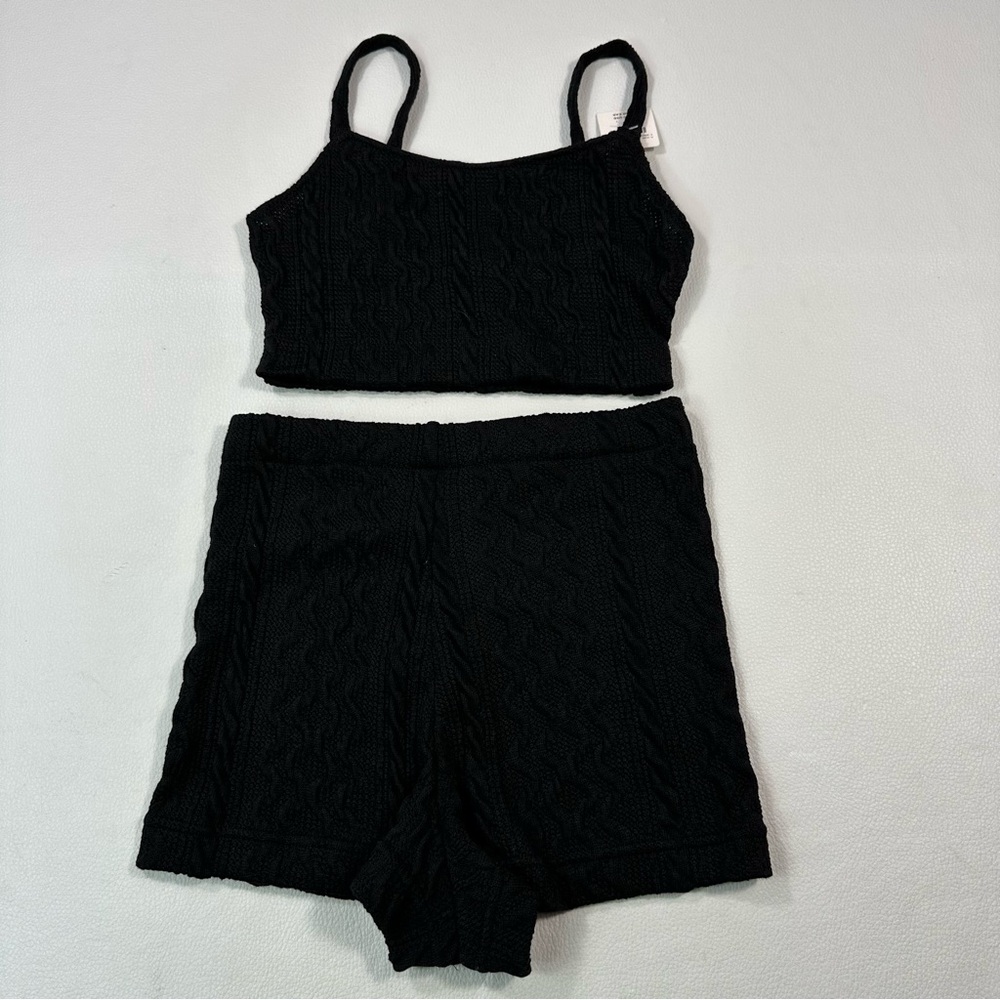 Anthropologie cable knit tank top stretch shorts crochet set